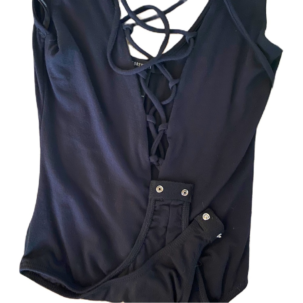 2 For $15 NWOT Forever 21 Lace-up Bodysuit S Black